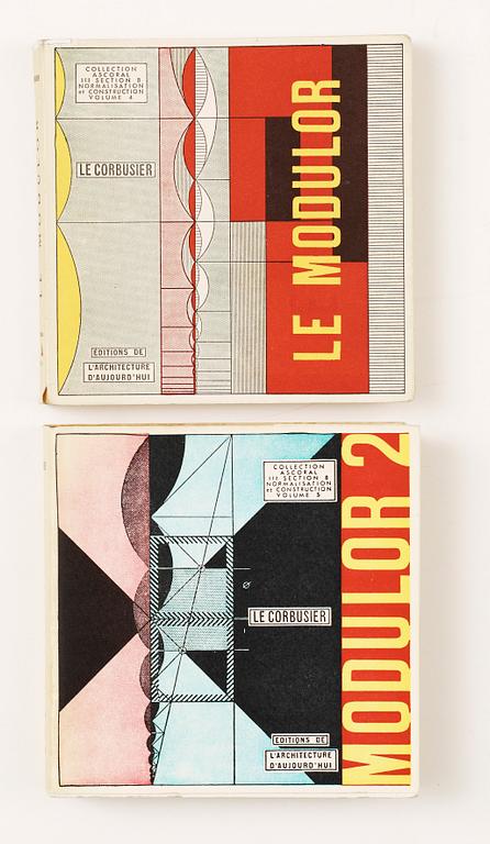 BÖCKER, 2 st, "Le Modulor" samt "Modulor 2", Le Corbusier, Editions de l´architecture, Boulogne, 1963 samt 1968.