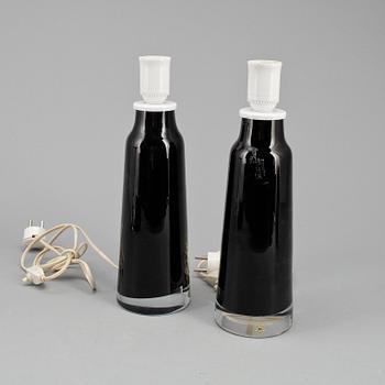 BORDSLAMPOR, ett par, glas, Reijmyre, 1950/60-tal.