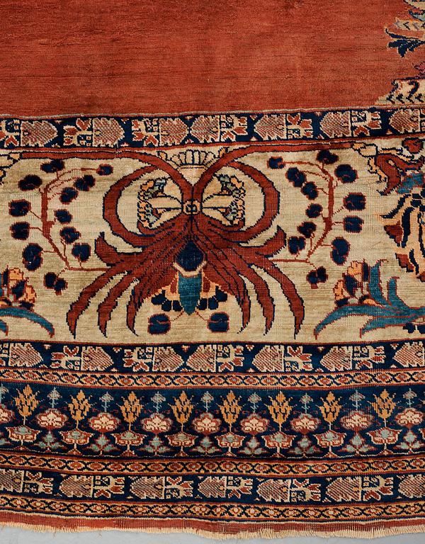 Matto, an antique silk Heriz, ca 166,5-170 cm x 116-120 cm.