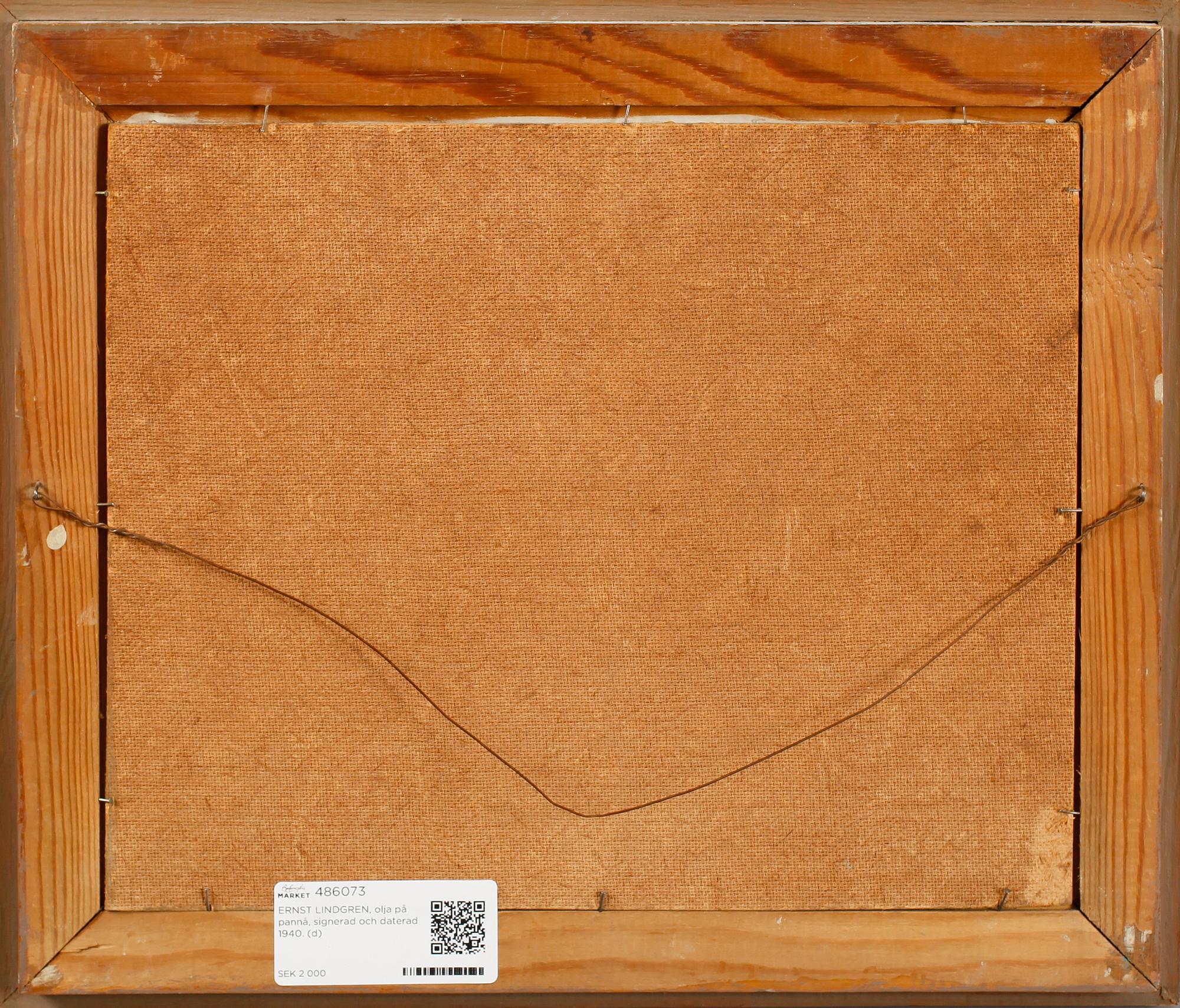 ERNST LINDGREN, olja på pannå, signerad och daterad 1940.