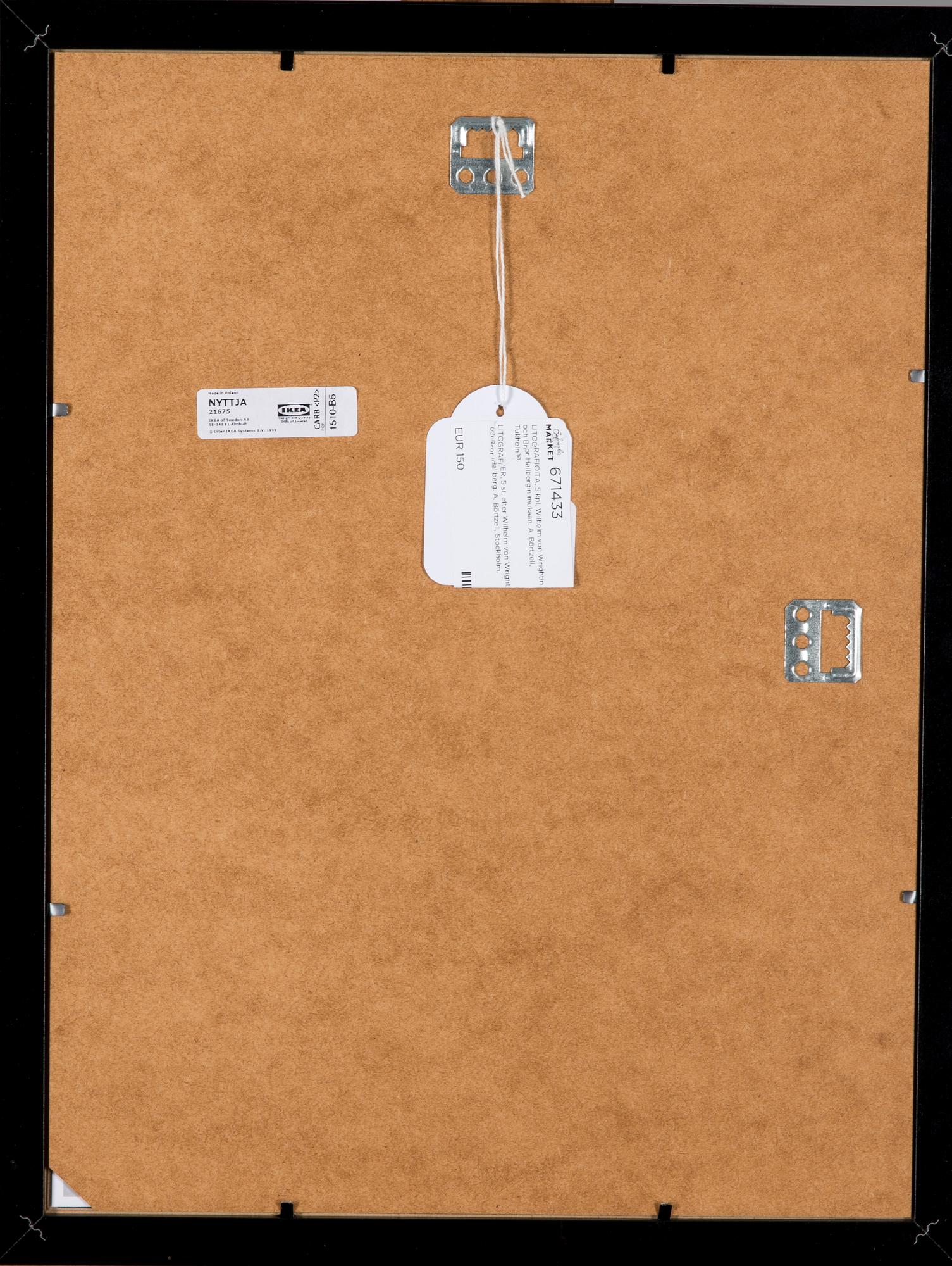 LITOGRAFIOITA, 5 kpl, Wilhelm von Wrightin ja Bror Hallbergin mukaan. A. Börtzell, Tukholma.
