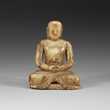 190. A jade and hardtsone Buddha figure, Qing dynasty (1644-1912) or older.