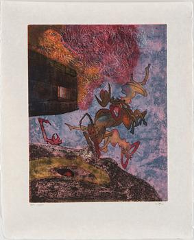 ROBERTO MATTA, Suite with 10 aquatints in colours, 1975, on Japon nacré paper.