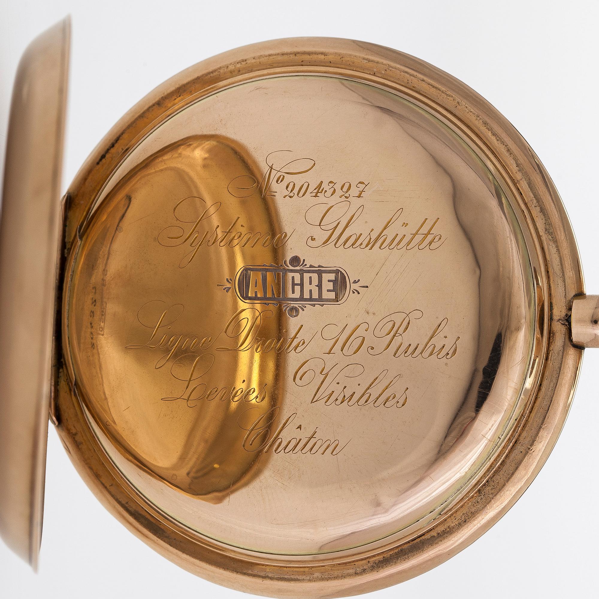 Système Glashütte, fickur, savonett, 60 mm.