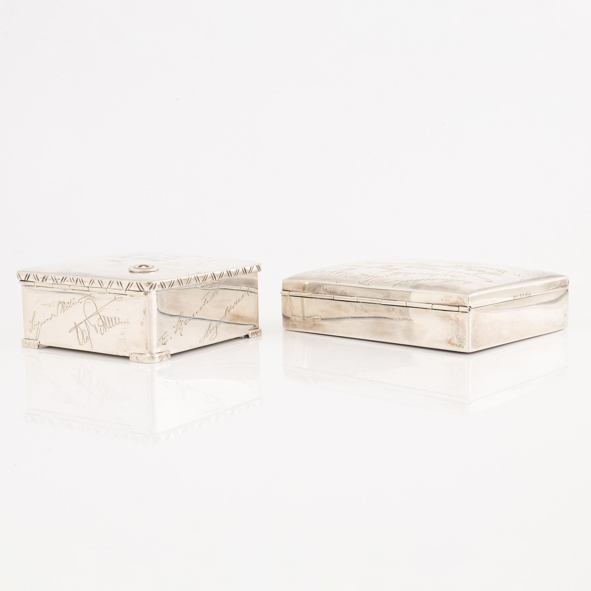 Cigarette cases 2 pcs, silver, CG Hallberg 1925 and 1934.