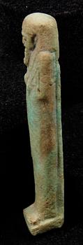 USHABTI, fajans, Egypten, sentid 664-331 f Kr.