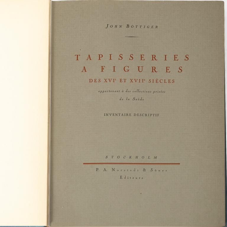 A collection of "Hanway's Travels in Persia" as well as "Tapestries with Figures from the 16th and 17th Centuries" etc.