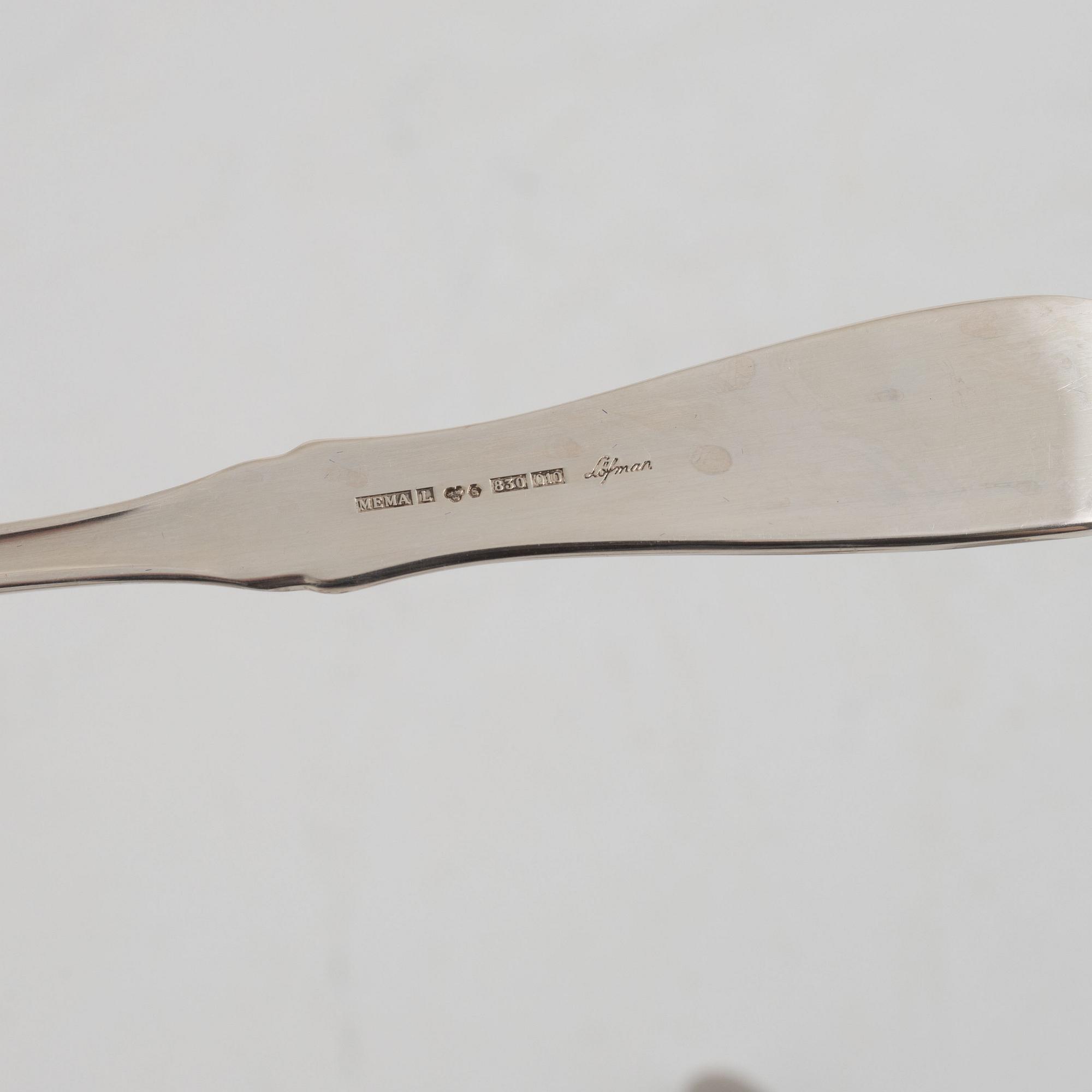 Eric Löfman, bestickservis, 65 delar, silver, "Uppsala", mestadels MGAB, Lidköping, 1976-86.