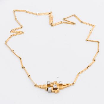LAPPONIA NECKLACE 18K gold w 4 brlliant-cut diamonds 0,25 ct engraved, "Diamantstad", Finland 1984.