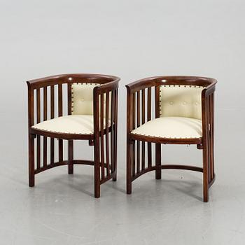 A PAIR OF ARM CHAIRS, mid 20th century,