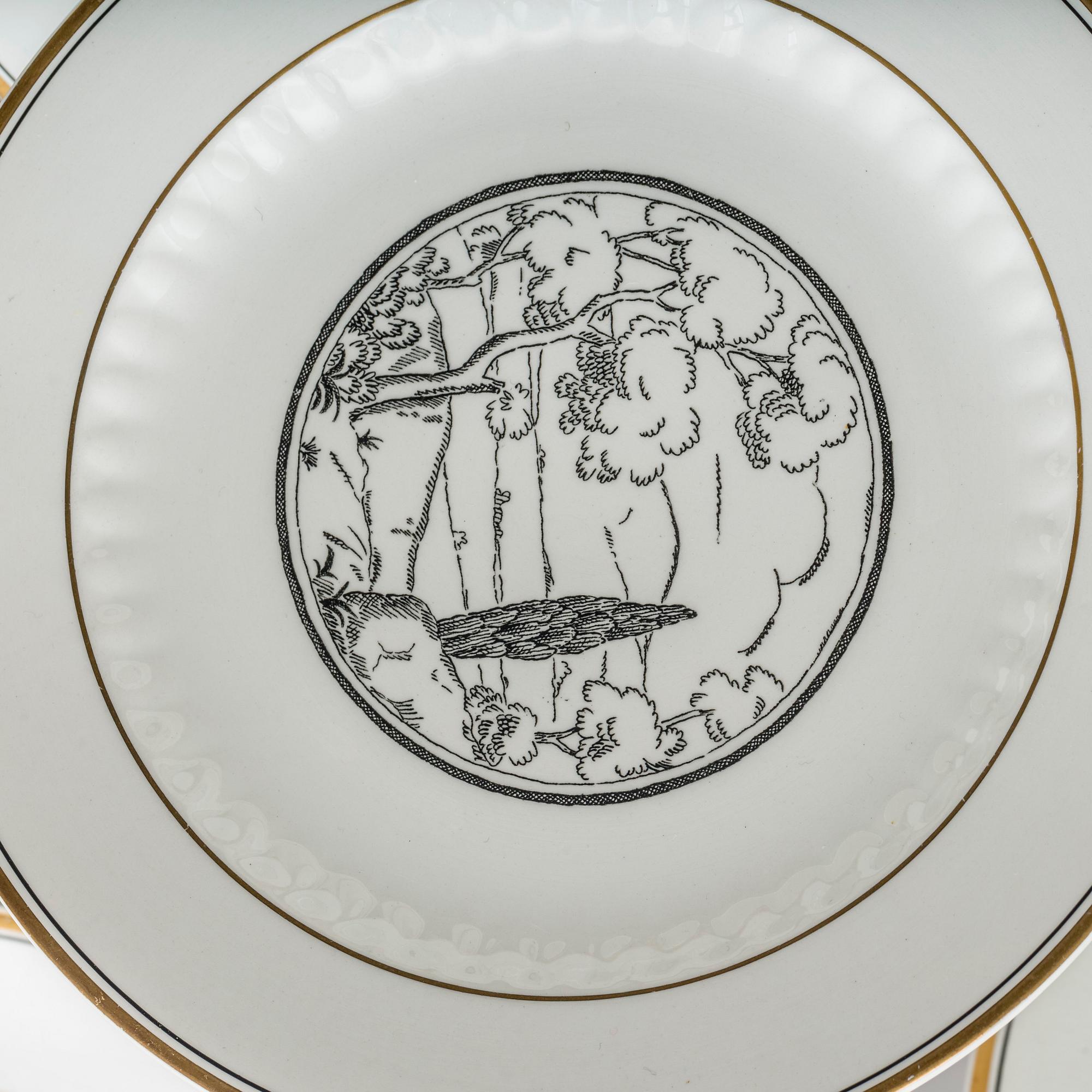 MATSERVIS, 58 delar, opak, Wilhelm Kåge, "Landskap", Gustavsberg.