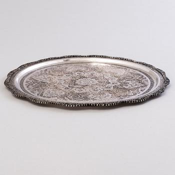 A Persian silver tray, 20th Century.