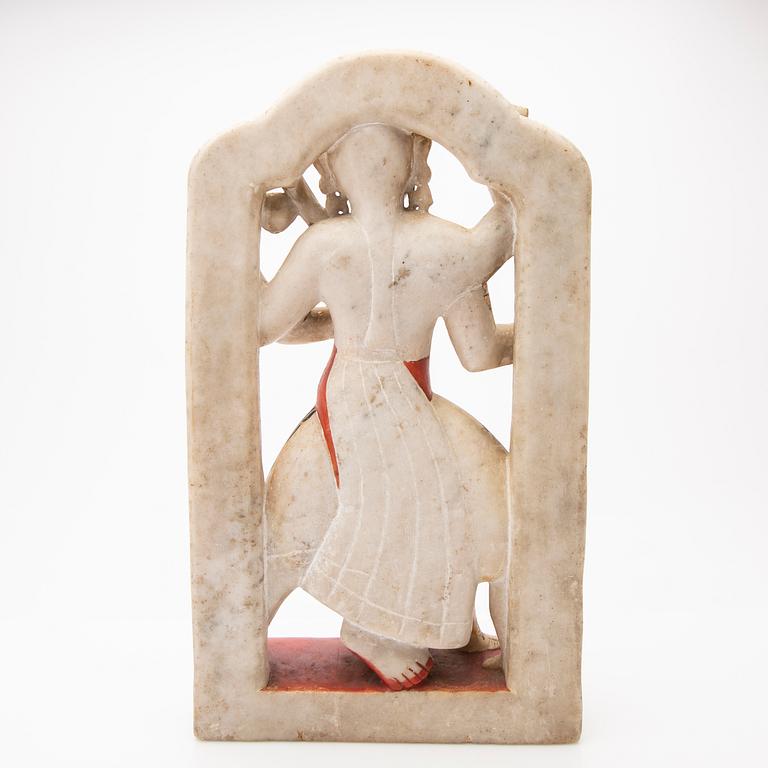 Durga sittande på en påfågel, Indien, 18/1900-tal.