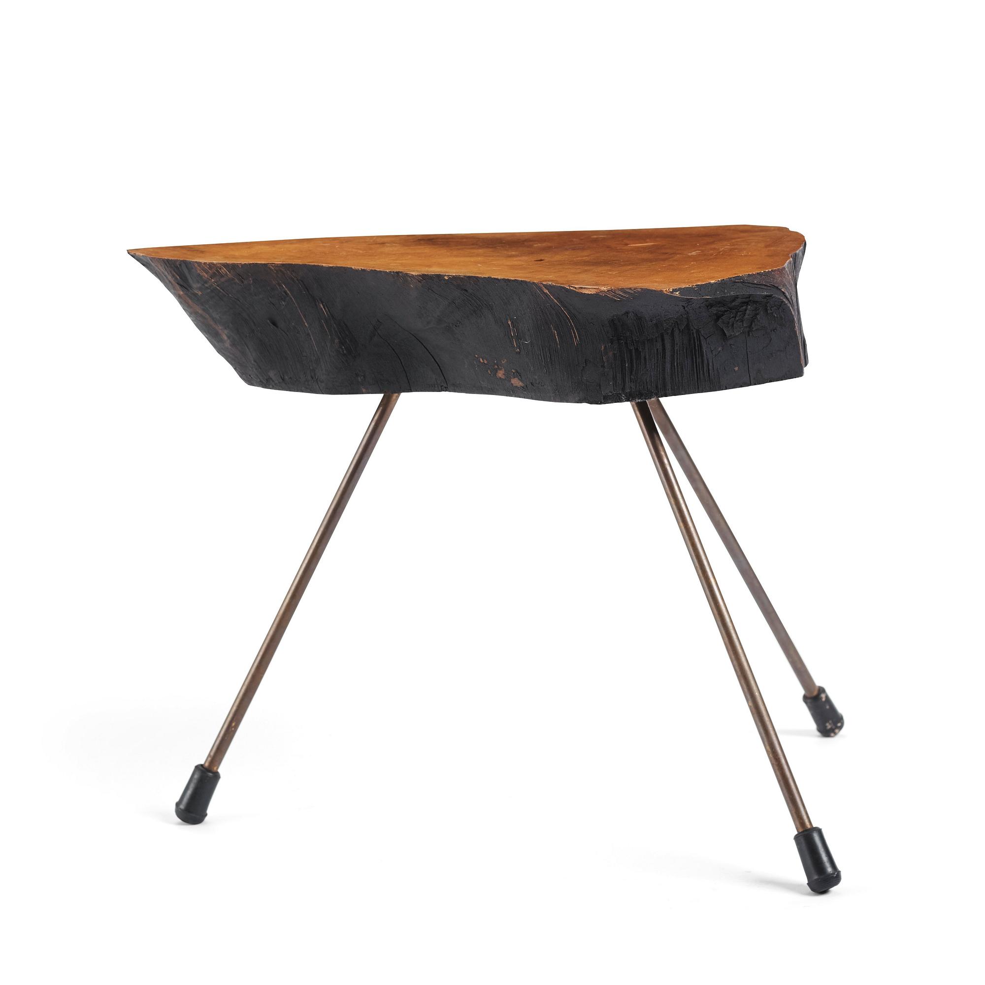 Carl II Auböck, a tree trunk table, the Carl Auböck Workshops, Vienna, Austria, probably 1950s.