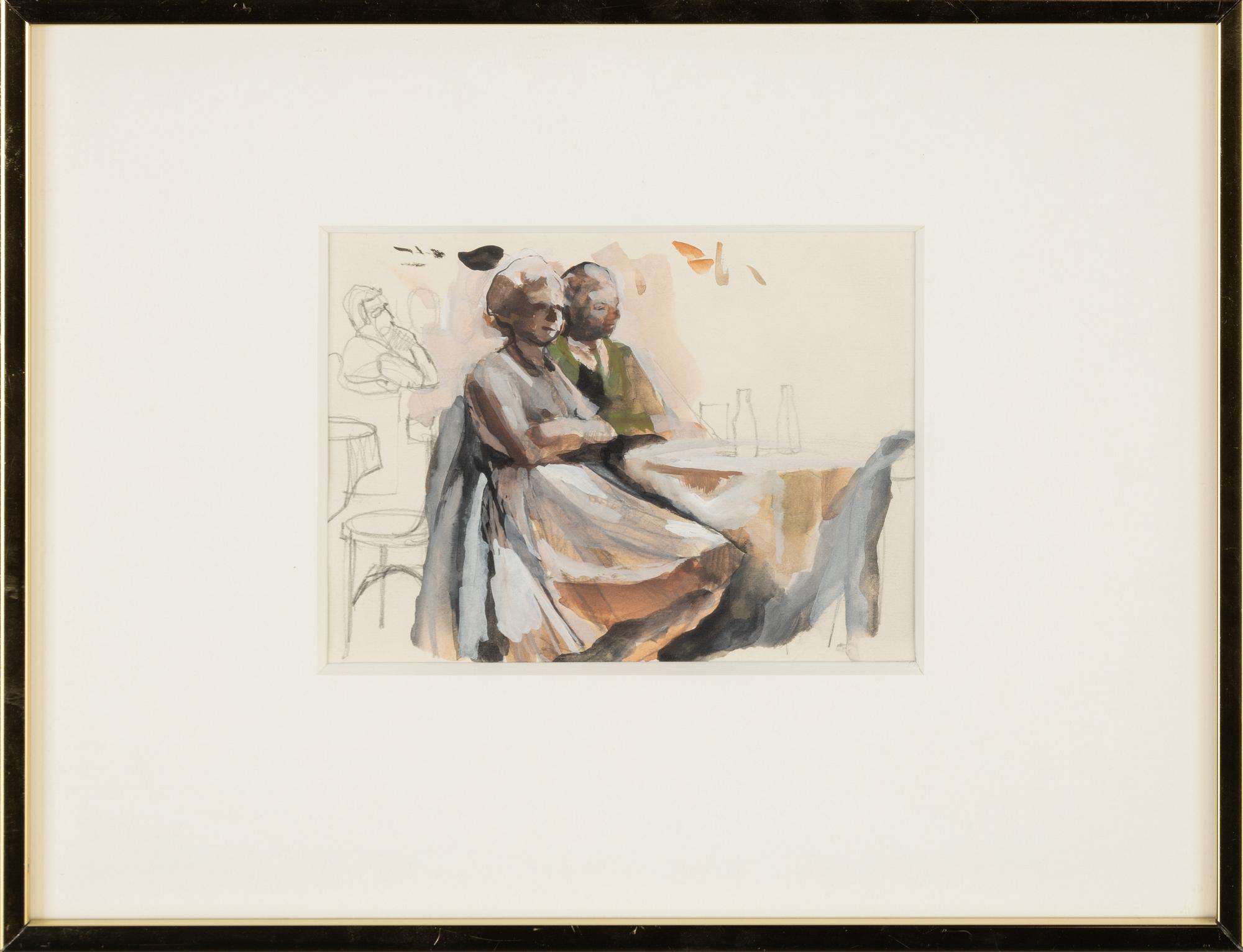 Richard Estes, akvarell med blyerts och täckvitt.