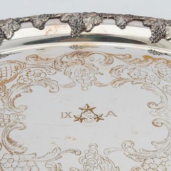Trays/Serving platters 4 pcs of silver-plated metal, first half of the 20th century.