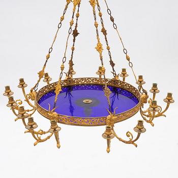 A gilt bronze sixteen-light Empire-style chandelier, later part of the 19th century.