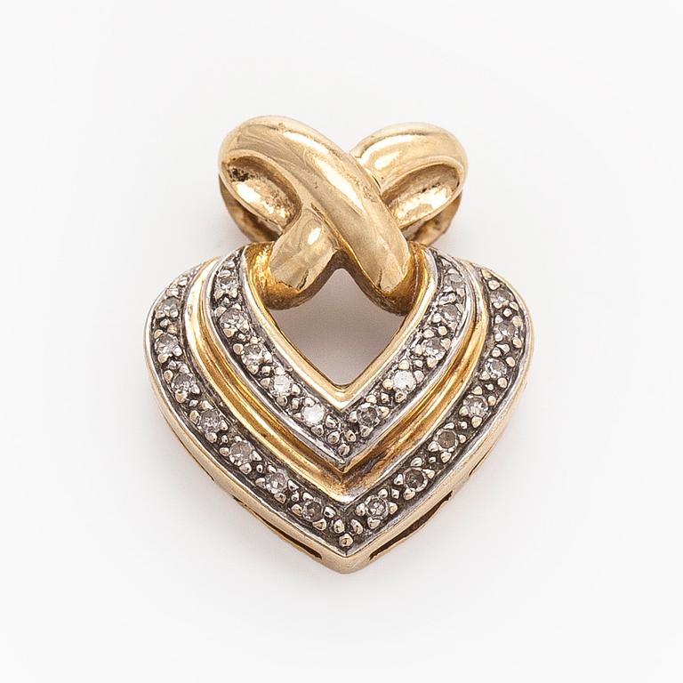 Hänge, åttkantslipade diamanter, 14K guld.
