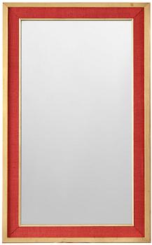 303. Estrid Ericson, A Svenskt Tenn mirror, the frame with red fabric and gilding.
