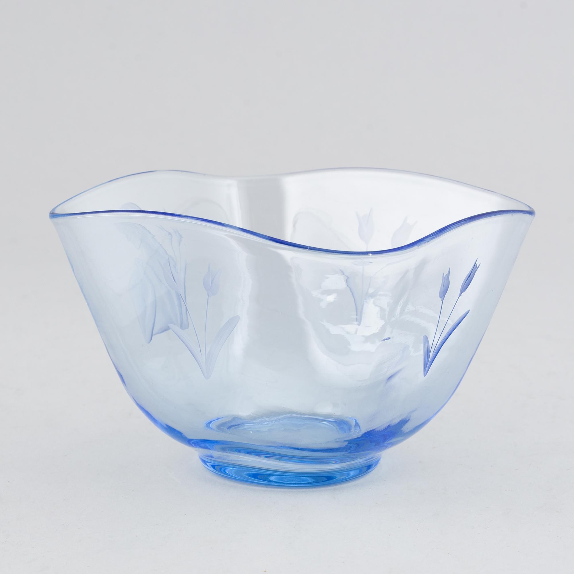 Aimo Okkolin, skål, glas, signerad Riihmäen lasi oy AO.