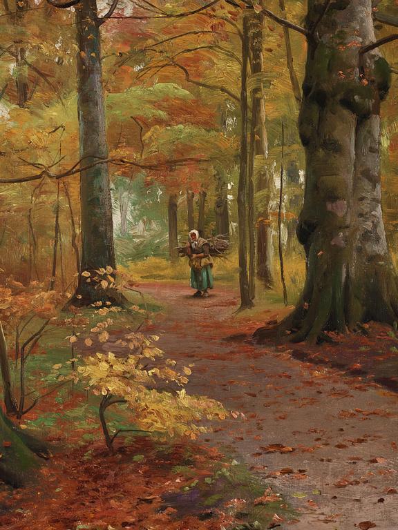 Peder Mork Mönsted, Vedsamlande kvinna i bokskog.