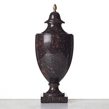 A late Gustavian porphyry urn, beginning of the 19th century.