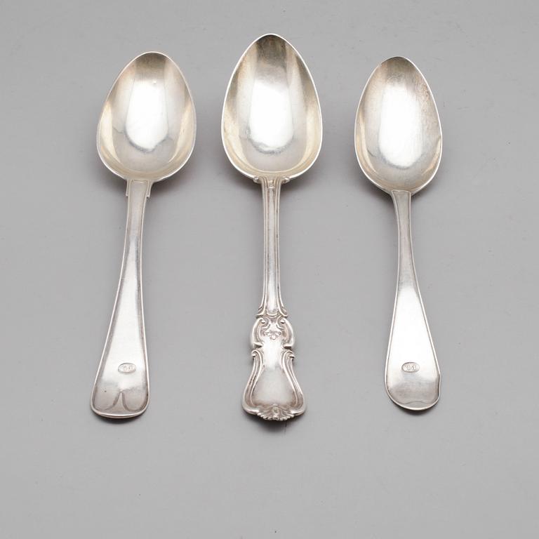 MATSKEDAR, 3 st, silver, olika, svenska stämplar, 1800-tal. Vikt ca 193 gram.