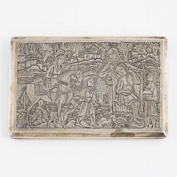 A silver cigarette case, Iran, first half of the 20th Century.