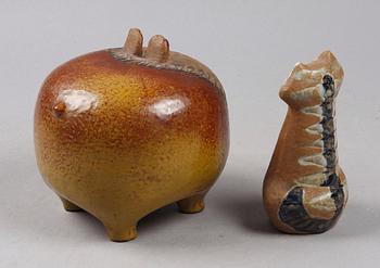 FIGURINER, 2 st, stengods, Lisa Larson, Gustavsberg.