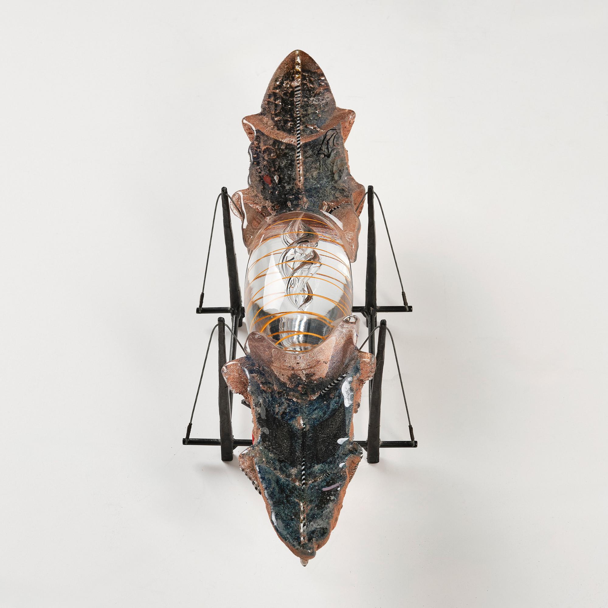 Bertil Vallien, "Precious Cargo", unik skulptur, båt, sandgjutet glas, Kosta Boda 1987.
