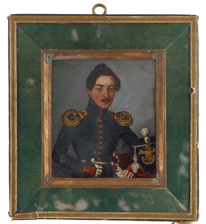 Russian artist 19th century. Portrait of a russian officer.