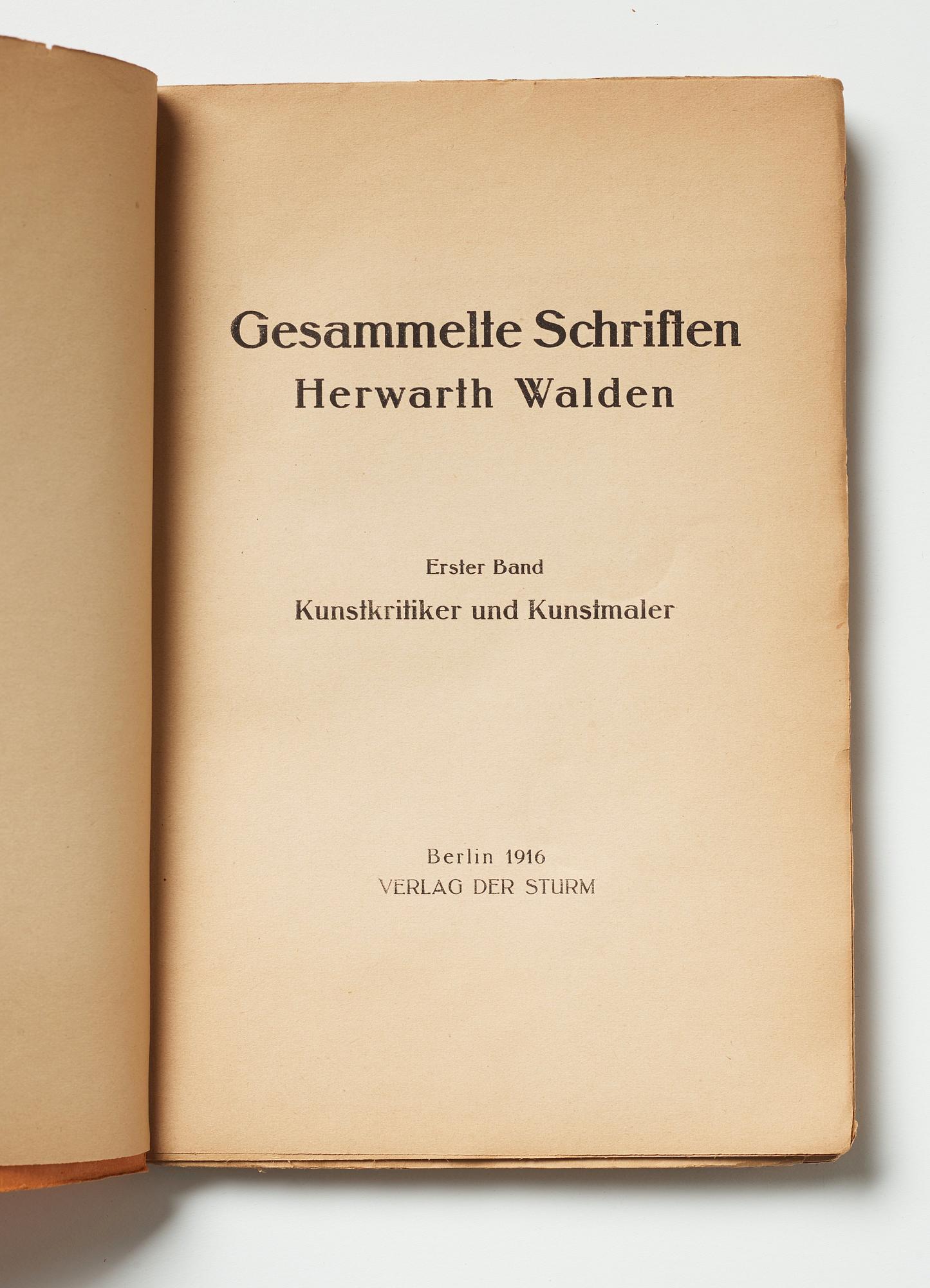 Exhibition catalogue and books (2) from Der Sturm plus a photo depicting Gösta Adrian-Nilsson (GAN).