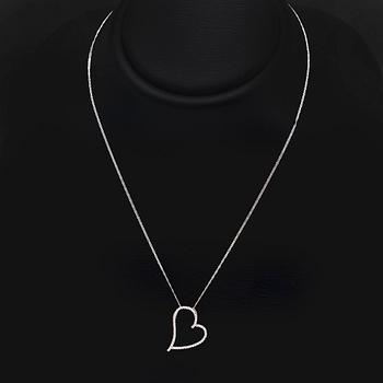 Pendant and chain, 14K whitegold brilliant-cut Diamonds, total length approx 48 cm.