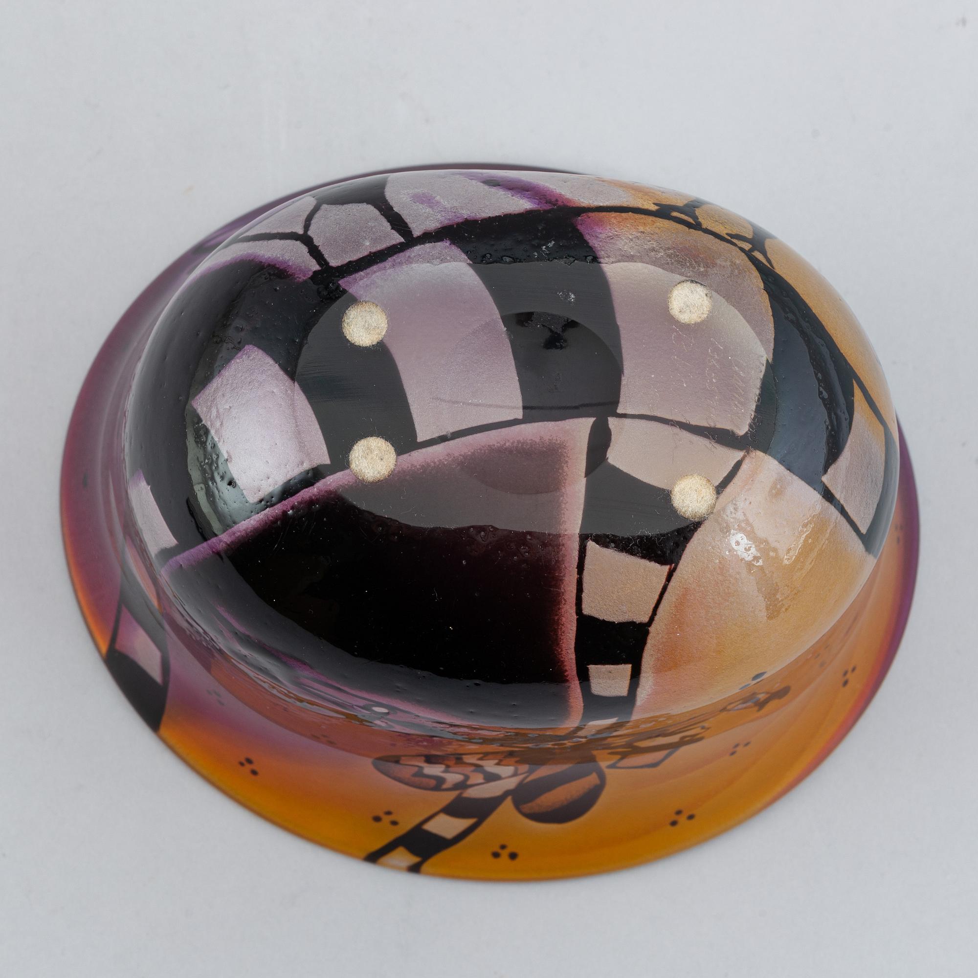 Bertil Vallien, glass bowl, Kosta Boda, unique, Signed and numbered.