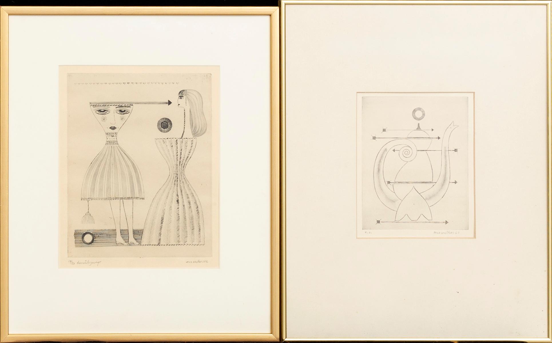 MAX WALTER SVANBERG, 2 torrnålsgravyrer, signerade och numrerade.