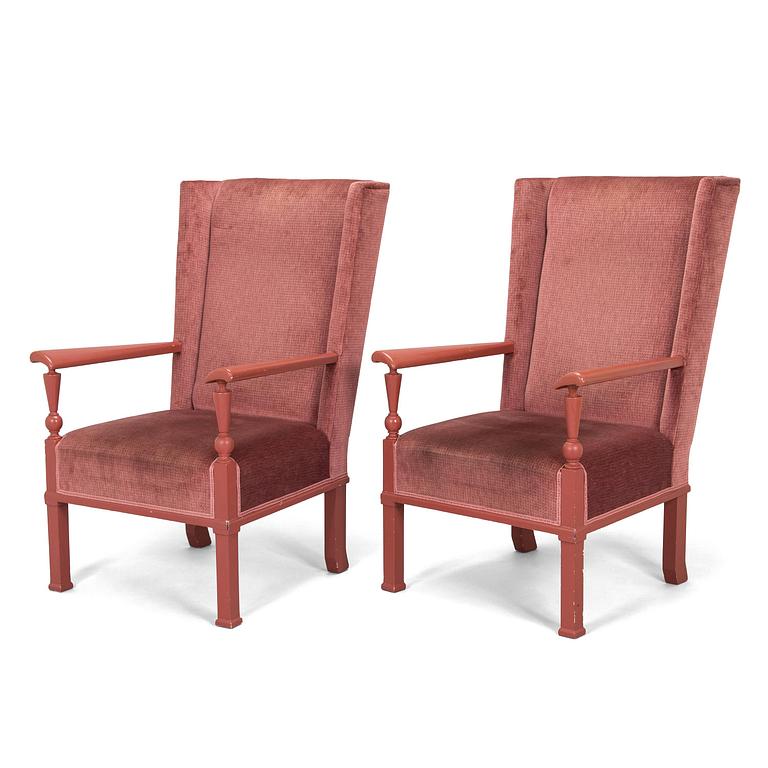 Evert Toivonen, fåtöljer, ett par, tillverkare Möbelfabrik T. Karvanen, Kuopio Finland 1930-tal.