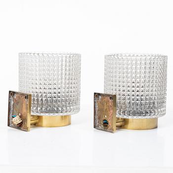 Carl Fagerlund, Wall lamps, a pair, Orrefors.