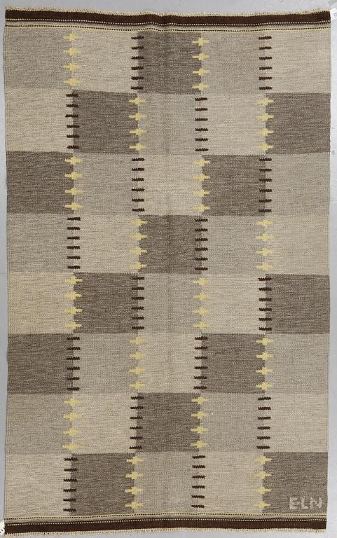 Eva-Lisa Nordin, a carpet, flat weave, ca 227,5 x 139,5-141,5 cm, signed E-L N.