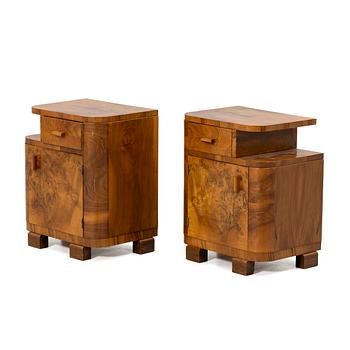 Sängbord, ett par, art deco-stil, 1900-talets mitt.