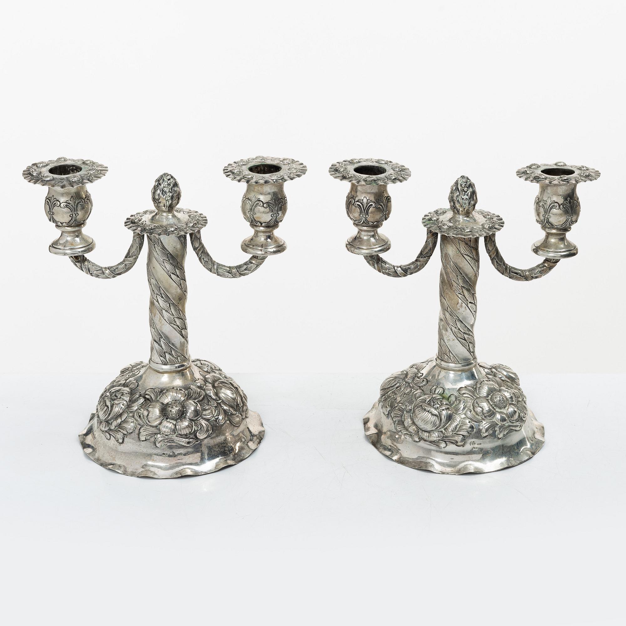 Kandelabrar, ett par, silver, barockstil, Tyskland 1900-tal.