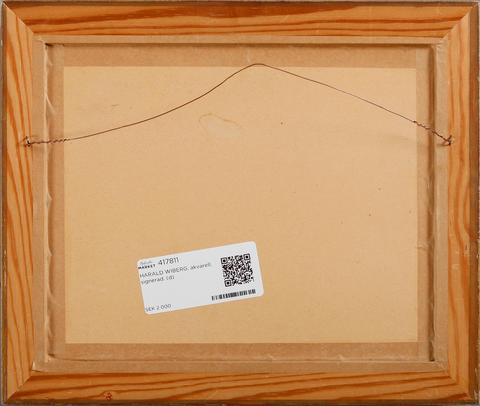 HARALD WIBERG, akvarell, signerad.