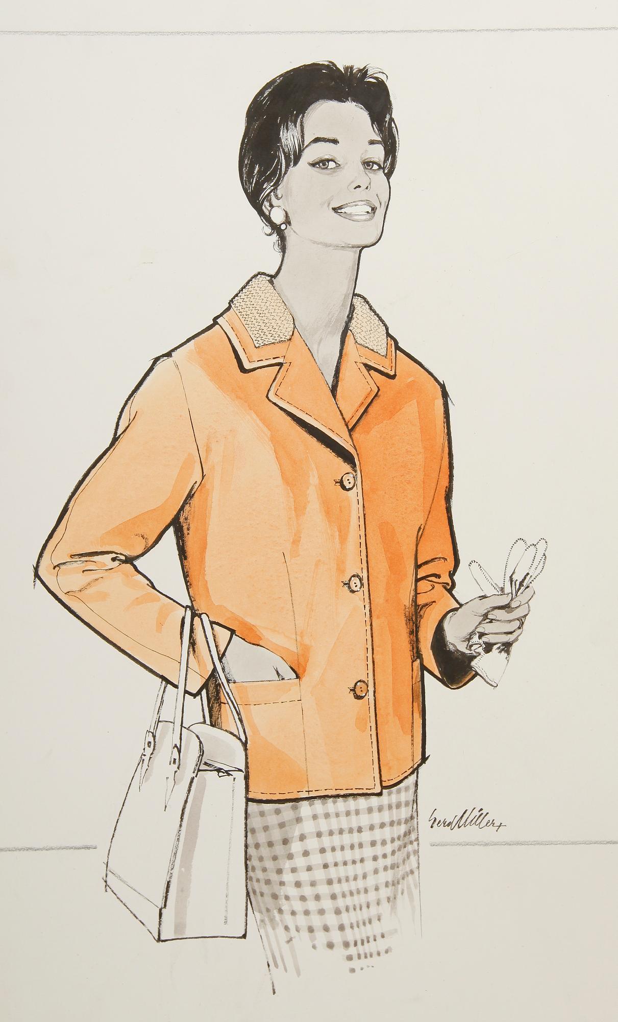 MODEILLUSTRATIONER, 34 st, tusch, 1940-/50-tal.