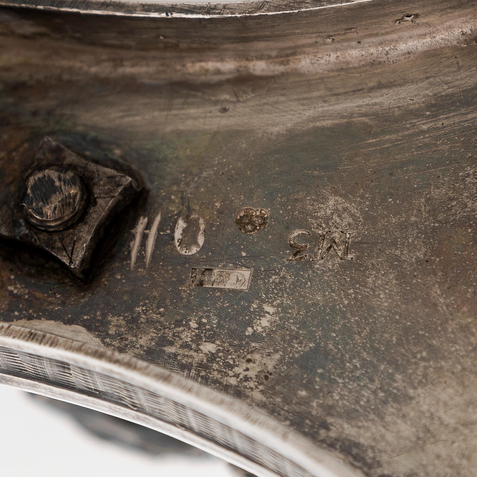 An Empire Style silver sugar bowl with lid, maker's mark of Carl Gustaf Herpel, Stockholm 1818.