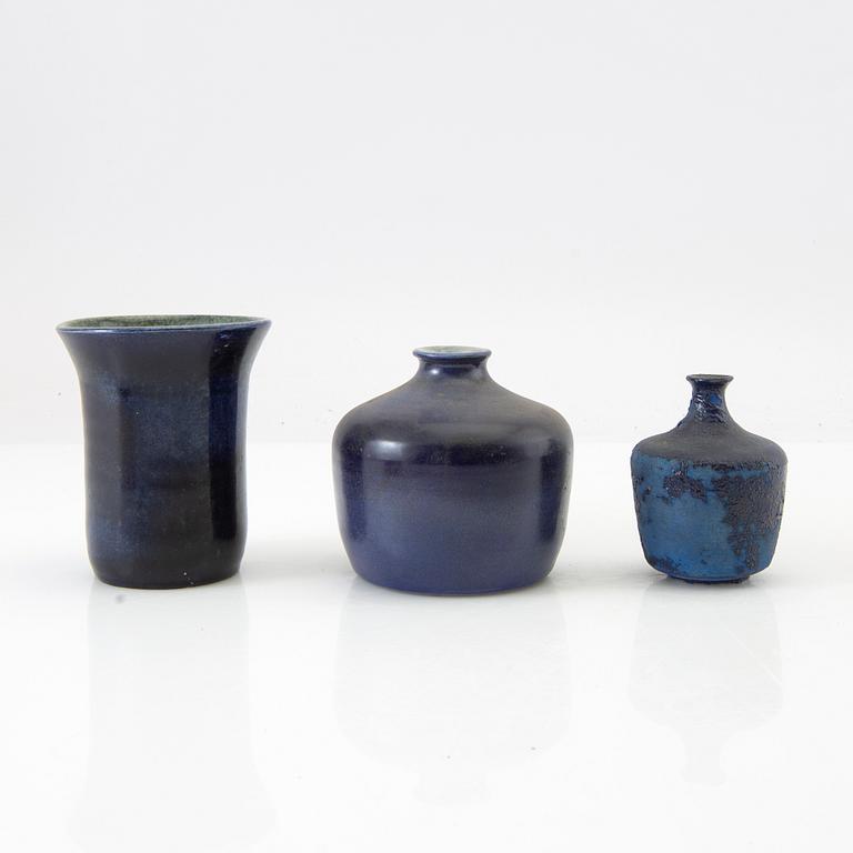 Gunnar Nylund, Vases 3 pcs and a bowl, Lomma 1970s and 80s.