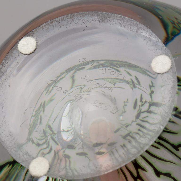 VAS, glas, Fiskgraal, Edward Hald, Orrefors, 1951. Numrerad och signerad.