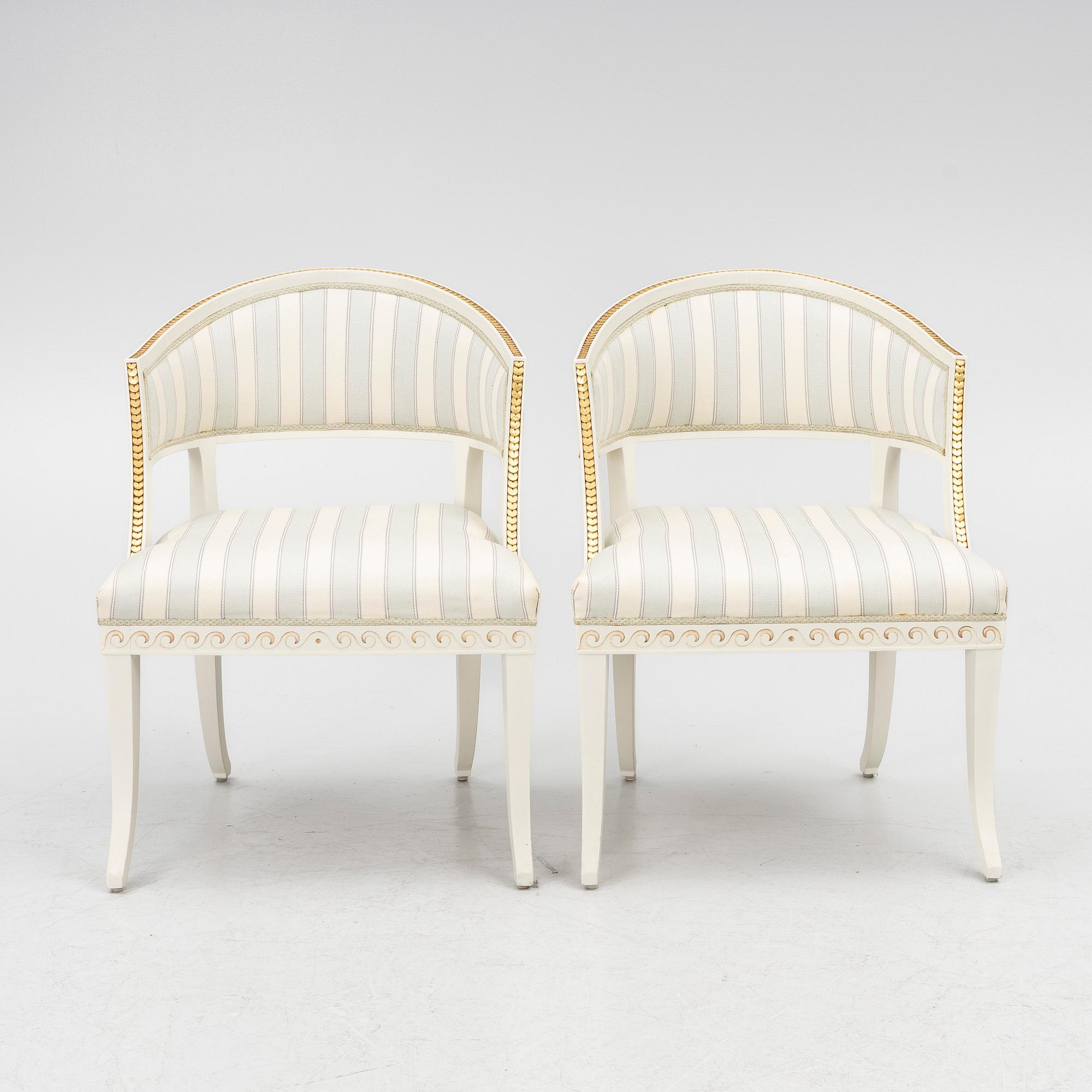 A pair of late-Gustavian armchairs, Sweden, 20th century.
