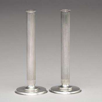 Sigvard Bernadotte, a pair of sterling silver candlesticks, Georg Jensen, Copenhagen 1945-77, design nr 855B.