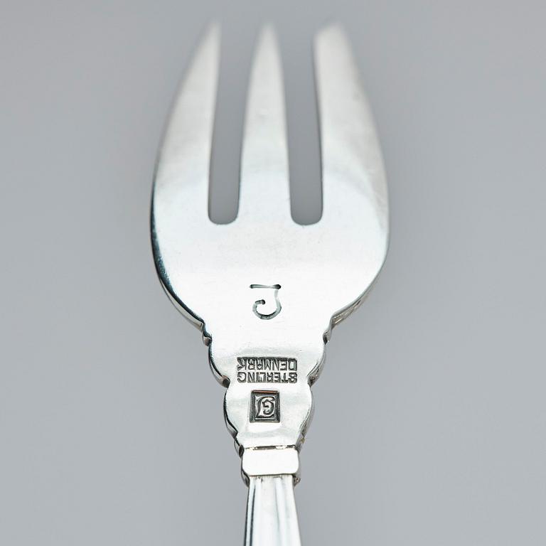 Georg Jensen, a set of 133 pieces of  'Acorn' sterling silver and stainless steel flatware, design Johan Rohde, Copenhagen after 1945.