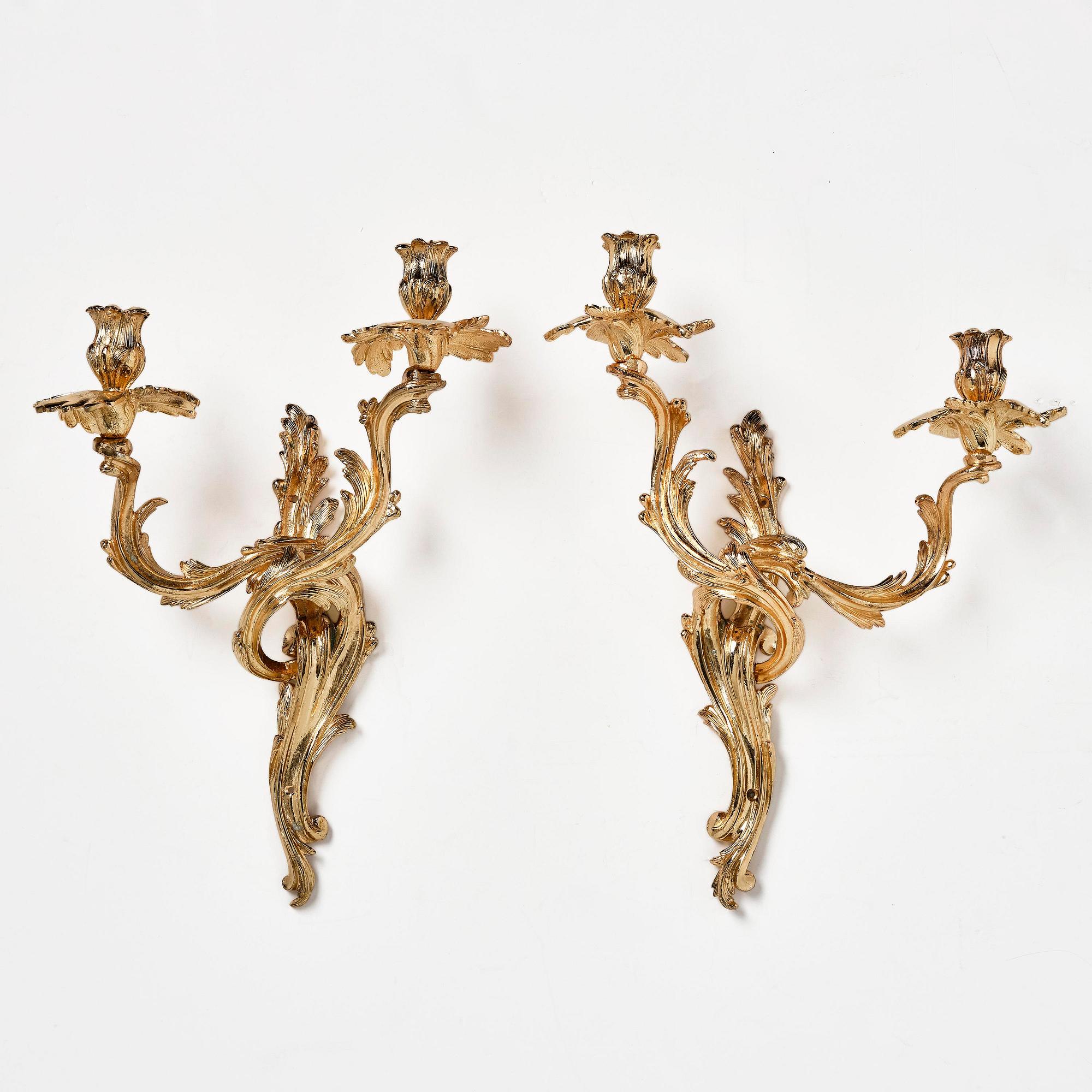 Appliquer, sex stycken, för två ljus, 1900-tal, Louis XV-stil.