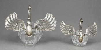 SKÅLAR, 2 st, glas silver, Tyskland, tidigt 1900-tal.